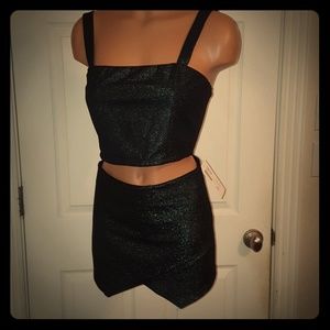 NWT Lilyful Teal & Silver Short Set TOP L Shorts S